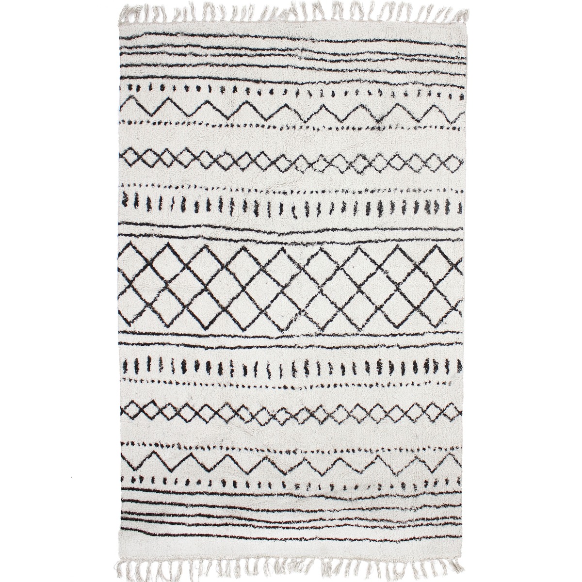 Tapis de salon en coton motifs ethniques   BERBERE ETHNO beige, THE DECO FACTORY