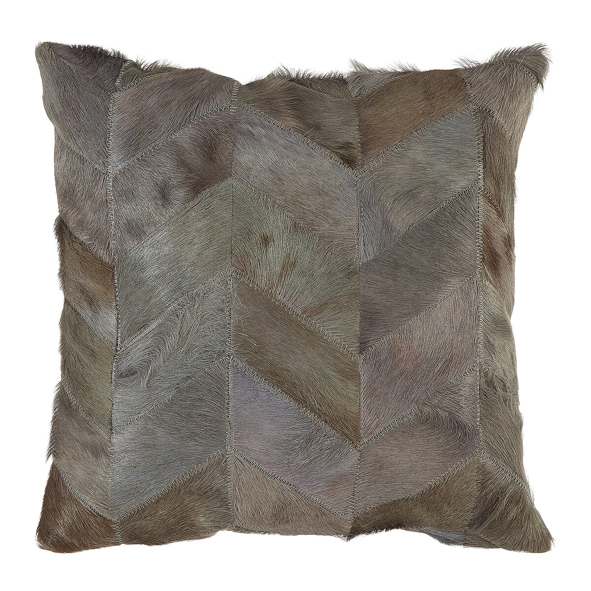 Patchwork Light Grey Leather Cushion Cover 50x50cm multi-coloured, FIFTY FIVE SOUTH