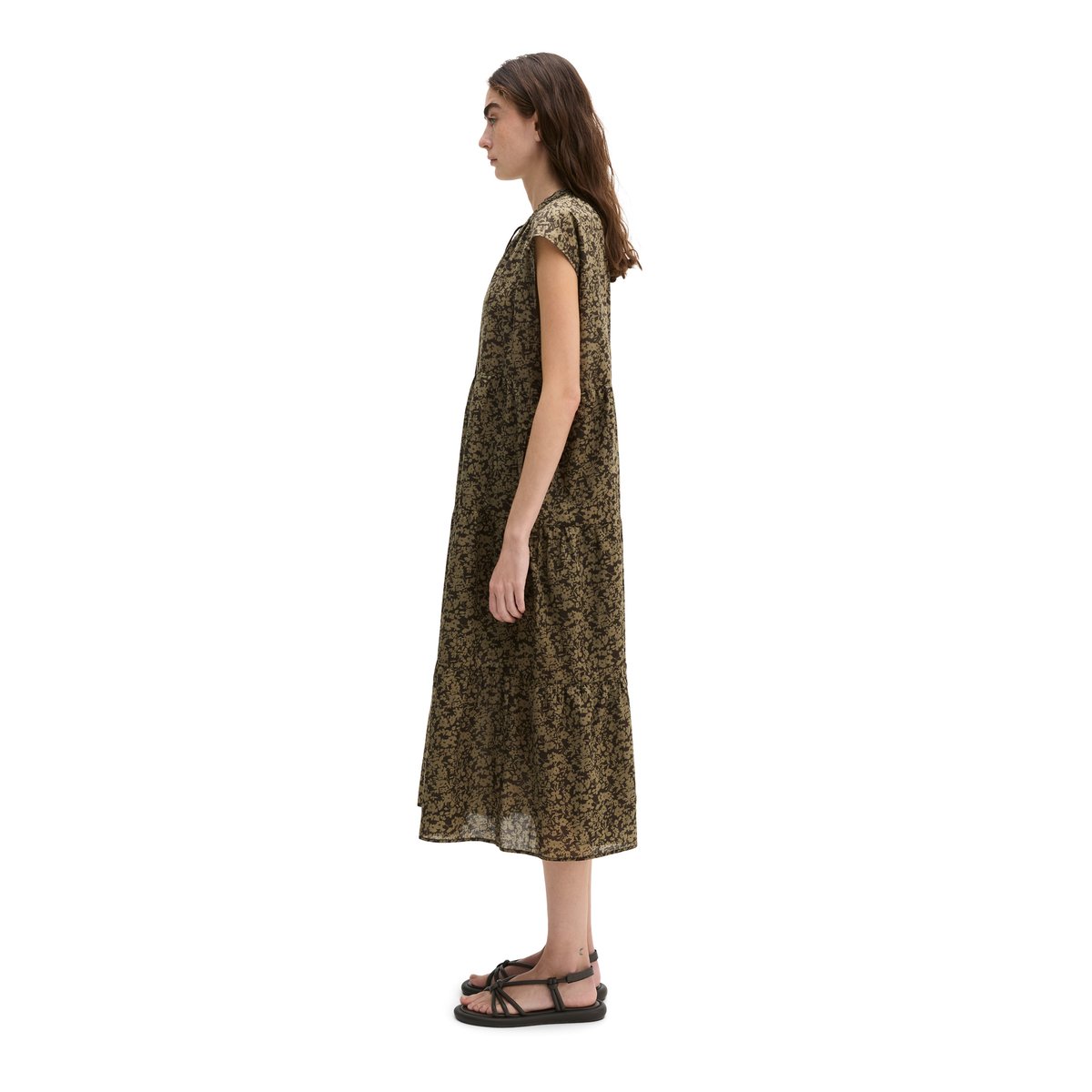 Robe évasée en A en voile de coton doux marron, MARC O'POLO