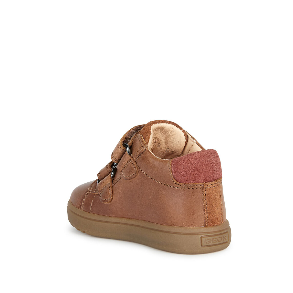 Kids Biglia Trainers with Touch 'n' Close Fastening in Leather/Suede cognac, GEOX