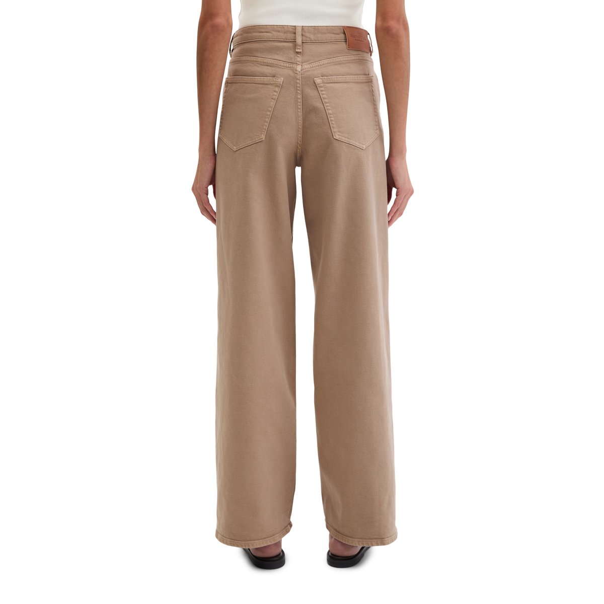 Jeans modèle Tolva large en coton organique mélangé stretch marron, MARC O'POLO
