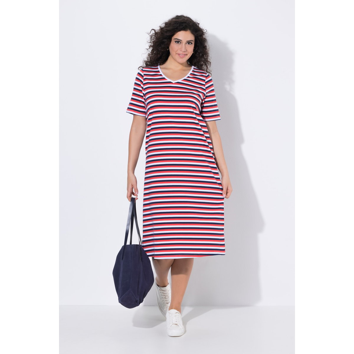 Robe midi à rayures bleu encre, ULLA POPKEN