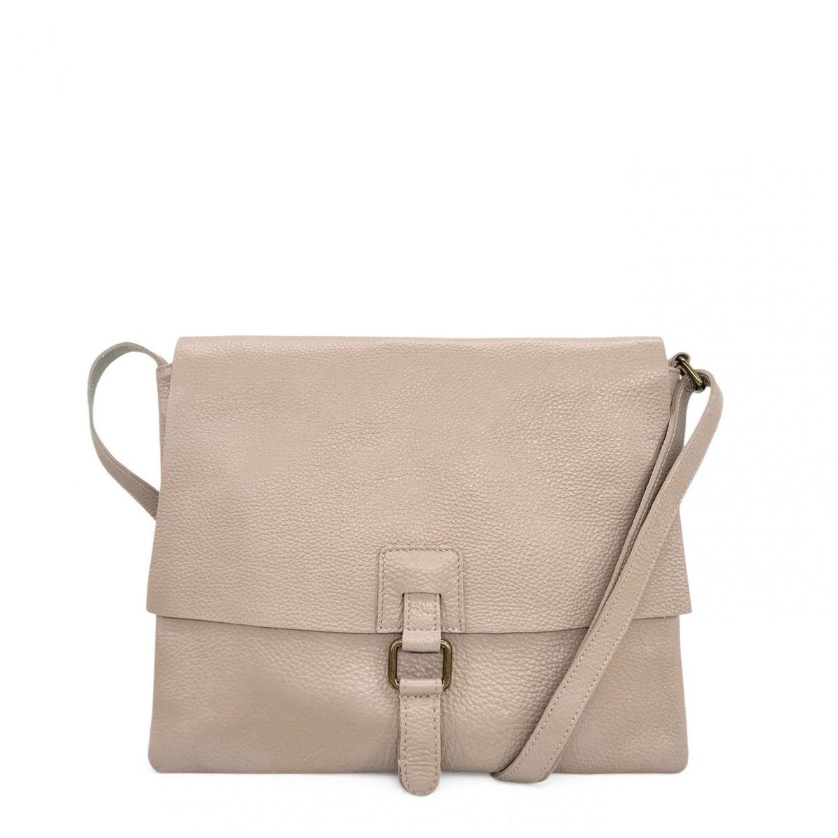 Sac bandoulière besace en cuir grainé COQUETTE rose pâle, OH MY BAG