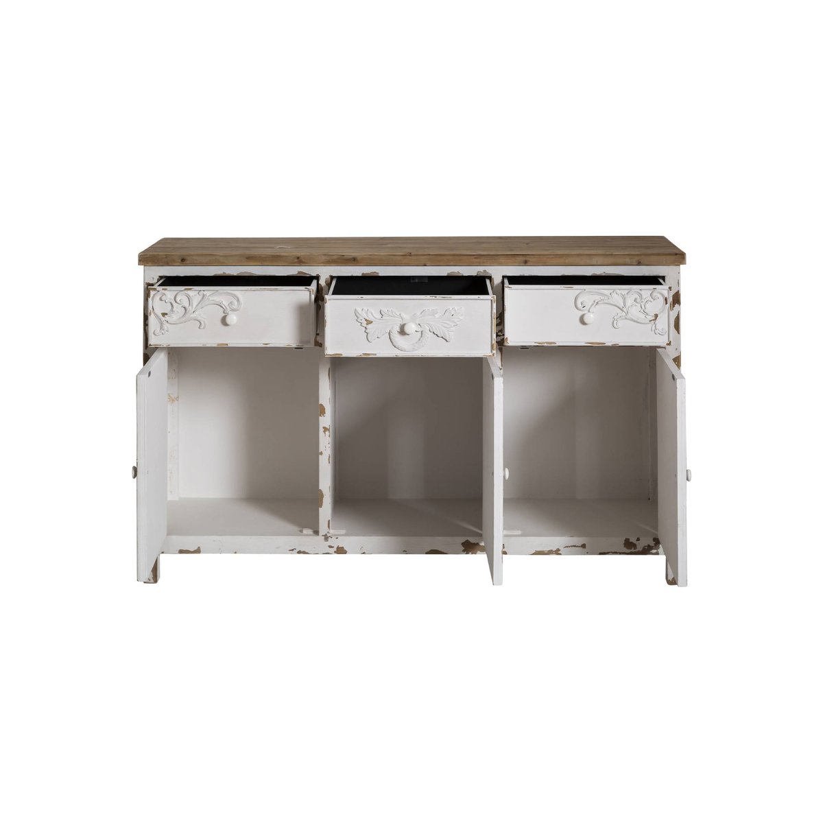 Buffet en bois de pin BASTILLE blanc, MADE IN MEUBLES
