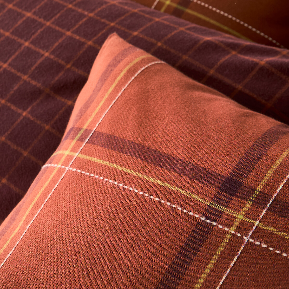 Varna Brushed Cotton Pillowcase checked, LA REDOUTE INTERIEURS