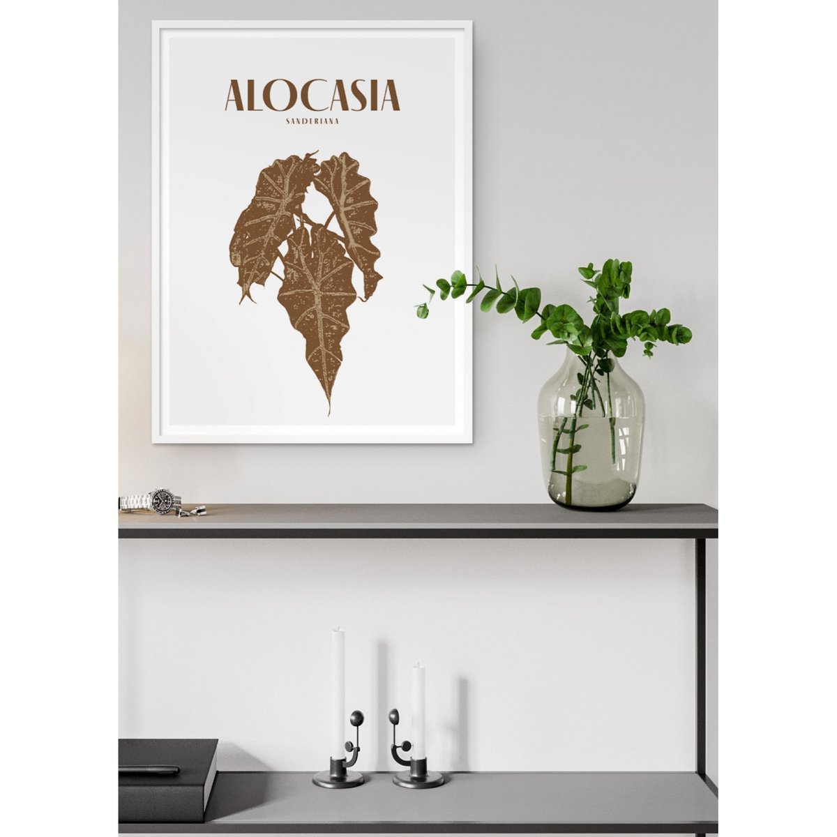 Affiche 'Alocasia' blanc, L'AFFICHERIE
