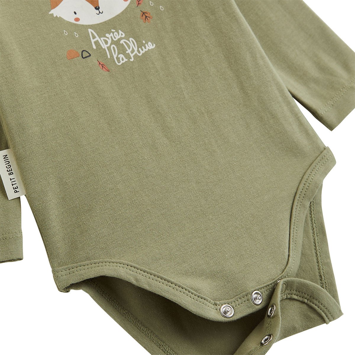 Lot de 2 bodies bébé manches longues Ginkgo vert, PETIT BEGUIN