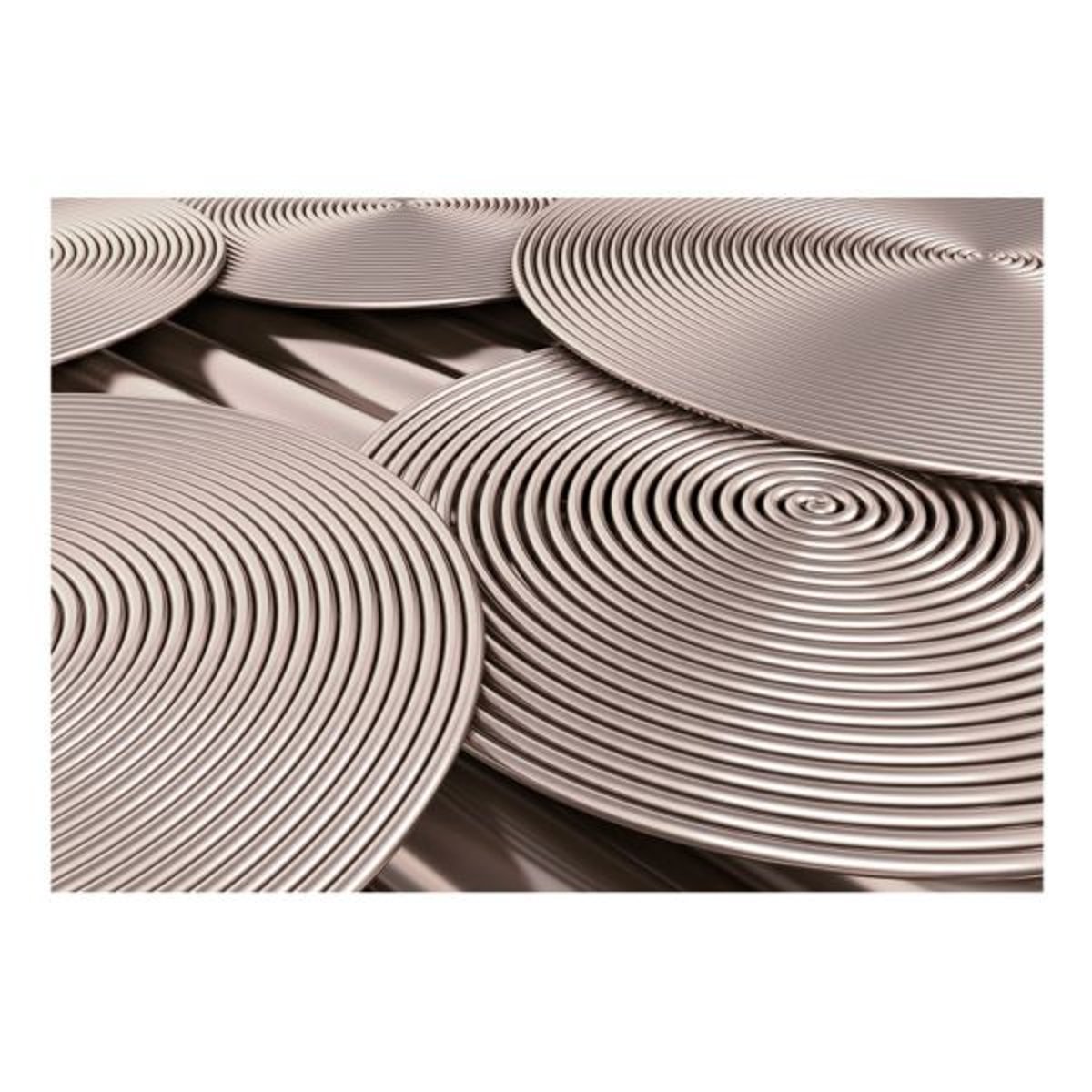 Papier peint intissé panoramique 3D et Perspective Copper Spirals gris / argent, EDEN