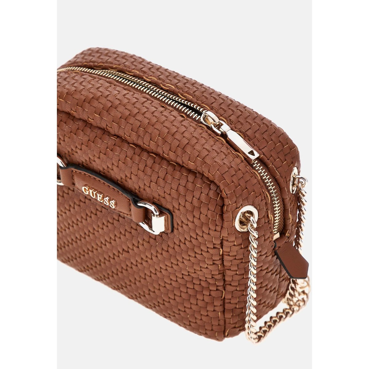 Mini Sac À Bandoulière Francy Tressé marron, GUESS