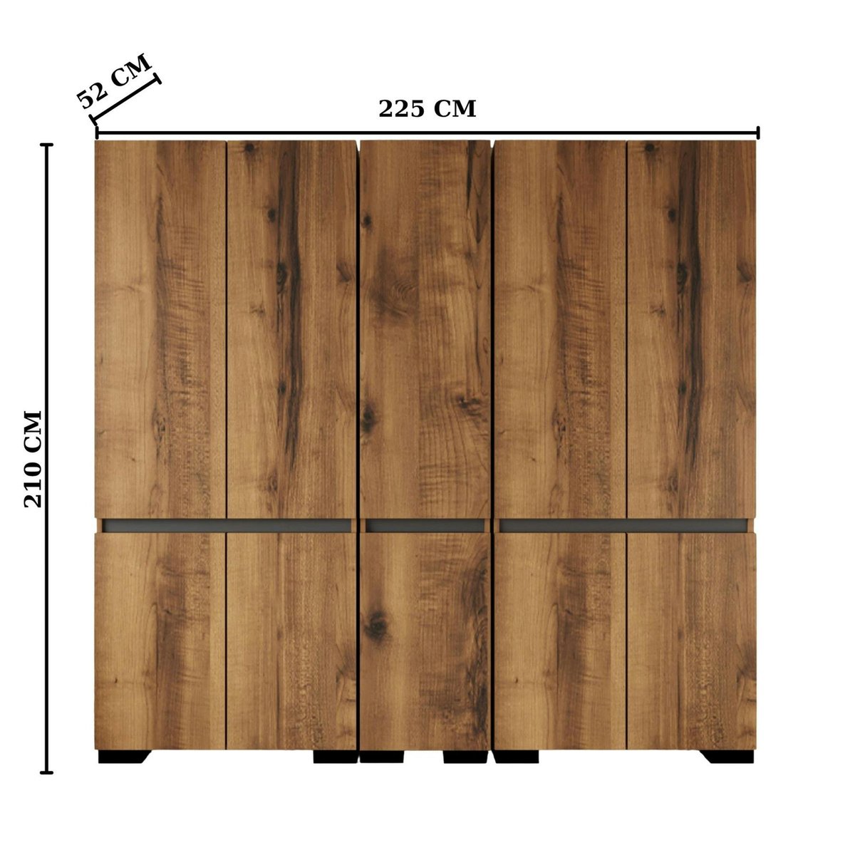 Dressing 10 portes 2 tringles décor noyer et anthracite 225 cm BYRON noyer, PIER IMPORT