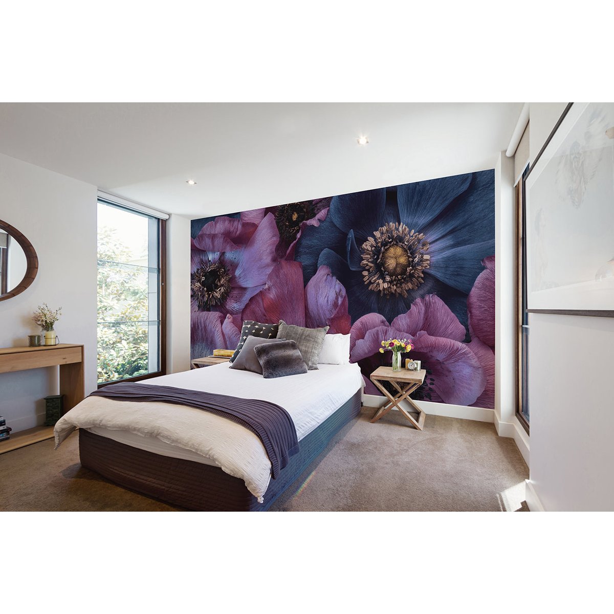 Papier peint panoramique Novalis - motif floral bleu, 432 x 280 cm bleu, LE PAPIERS DE NINON