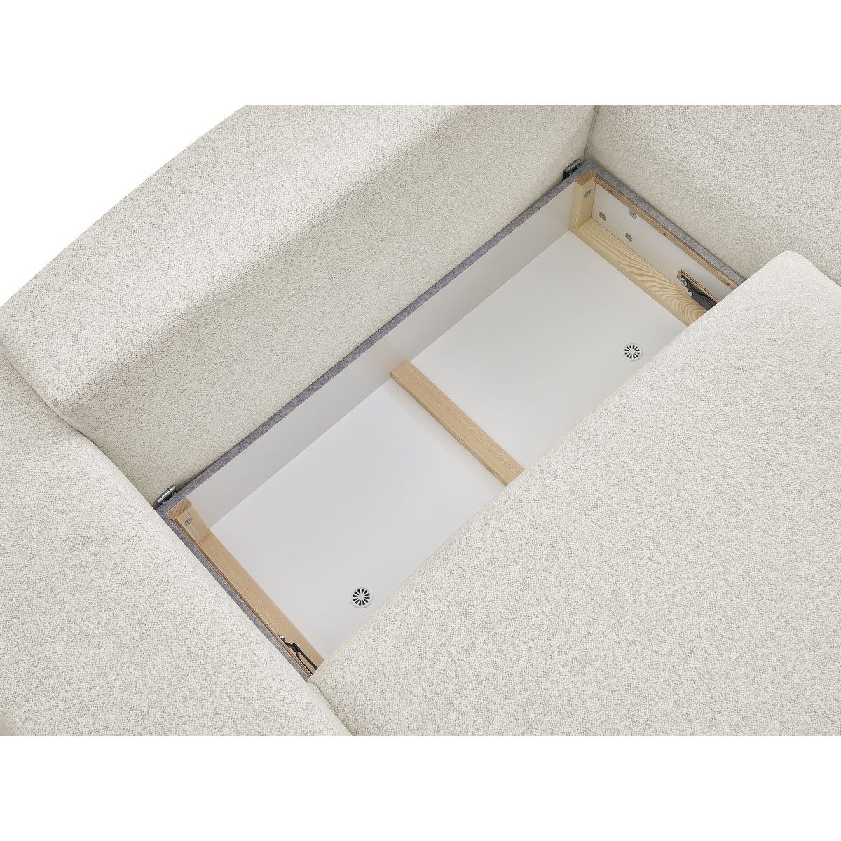 Canapé d'angle convertible 4 places en tissu chiné, VOLTAIRE blanc, BOBOCHIC