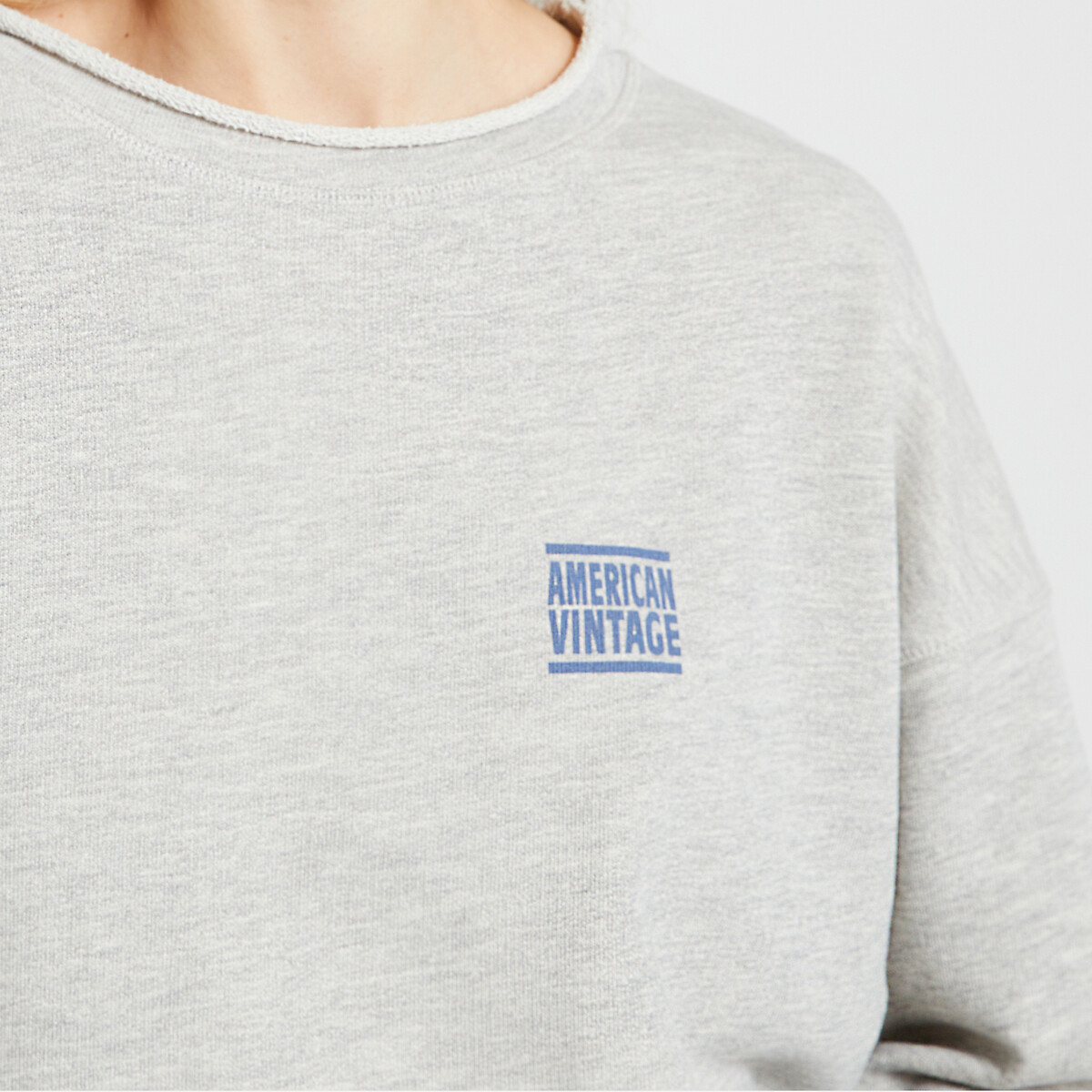 Sweater met boothals ZOFBAY mêleegrijs, AMERICAN VINTAGE