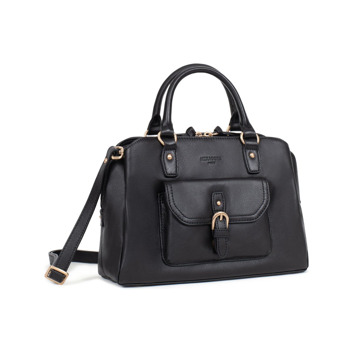 Sac porté main 2 poignées  TAIMA noir, HEXAGONA