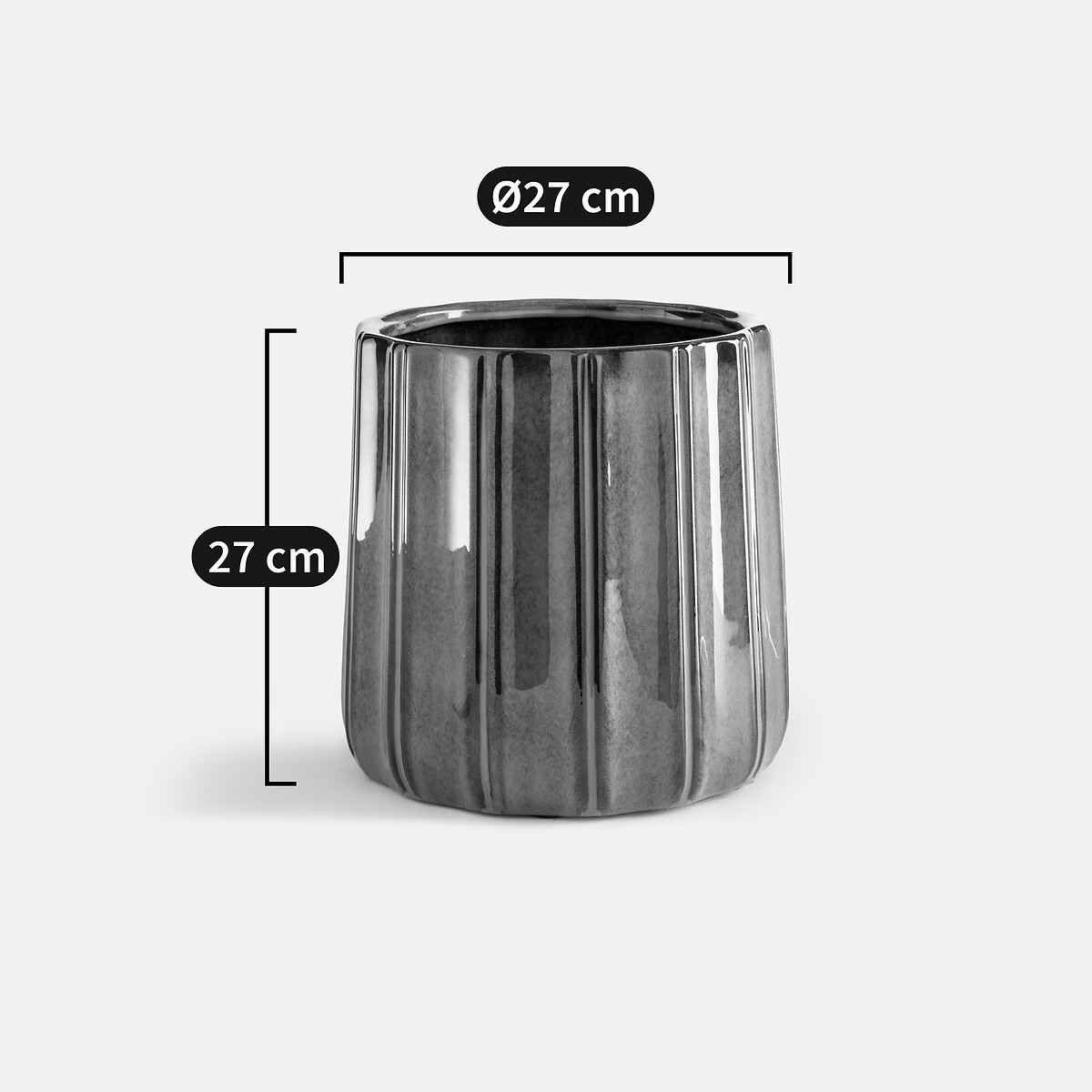 Cache-pot en céramique reliéfée, diamètre 27 cm, LYNOA vert, LA REDOUTE INTERIEURS