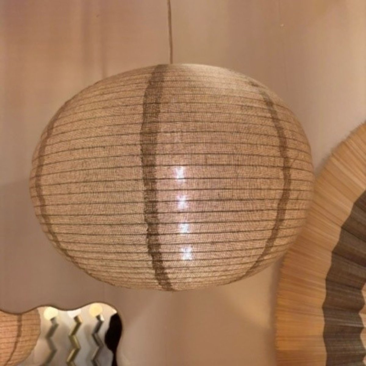 Suspension boule tissu beige D50 Ariel beige, MILLUMINE