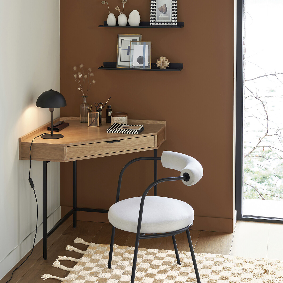 Bureau console d'angle 1 tiroir, Volga bois clair, LA REDOUTE INTERIEURS