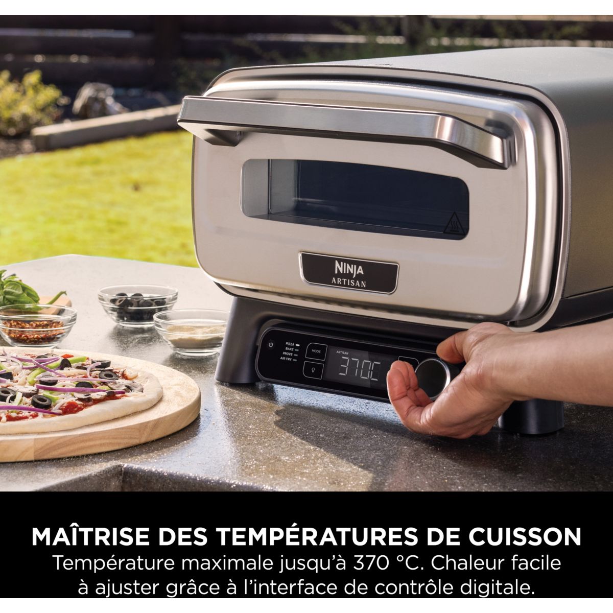 Four à pizza électrique MO201EU inox noir pizza 30 cm, fonction air fryer, thermostat digital couleur unique, NINJA
