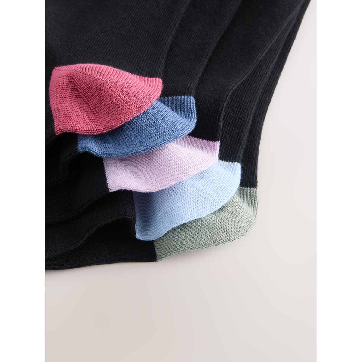 Chaussettes à logo n/talon coloré, 5 paires noir, NEXT