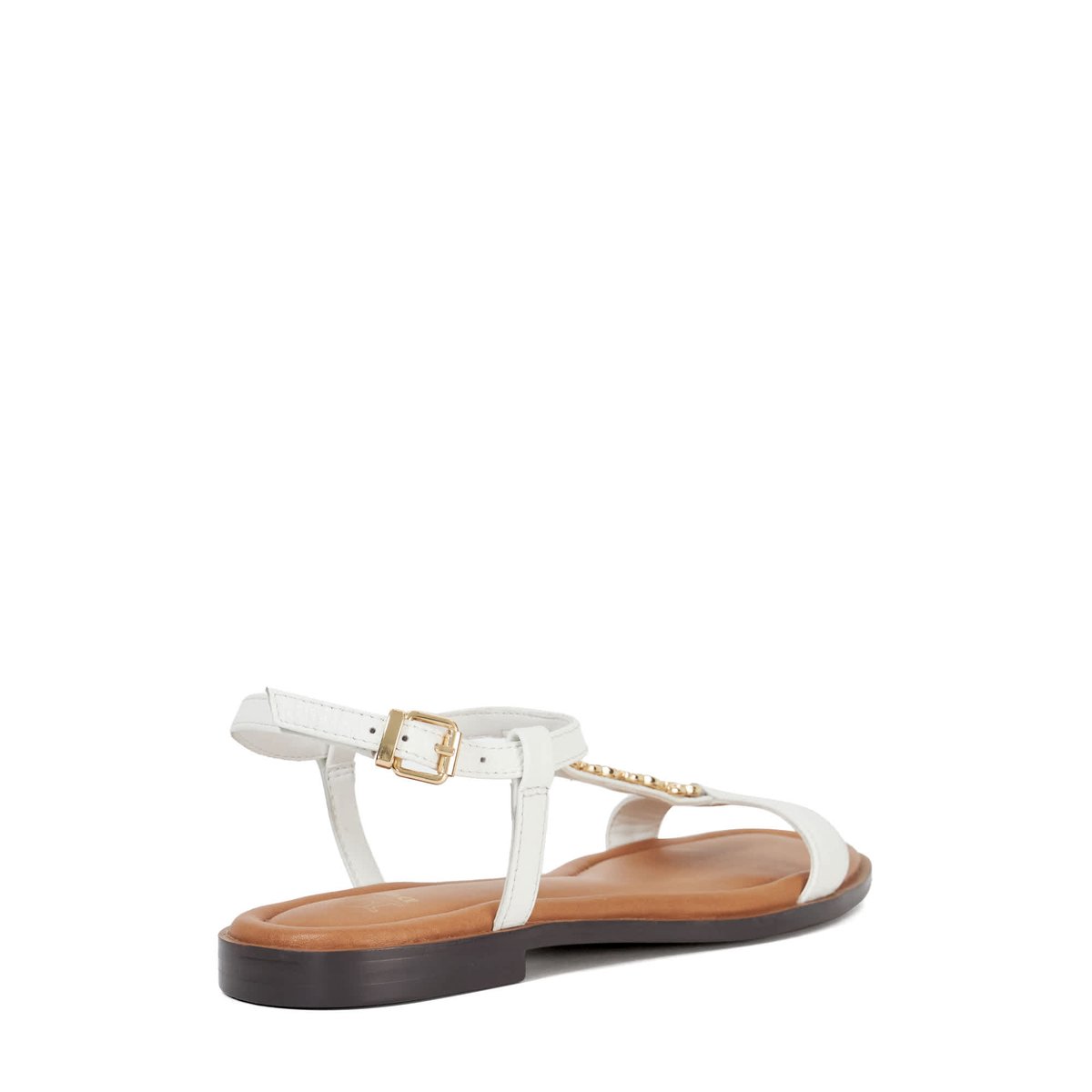 Sandales en cuir à bout ouvertes à détails chaînes - LOLLIPOPS white-leather, DUNE LONDON