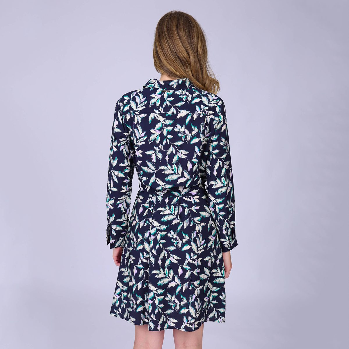 Robe mini imprimée bleu marine, MISE AU GREEN