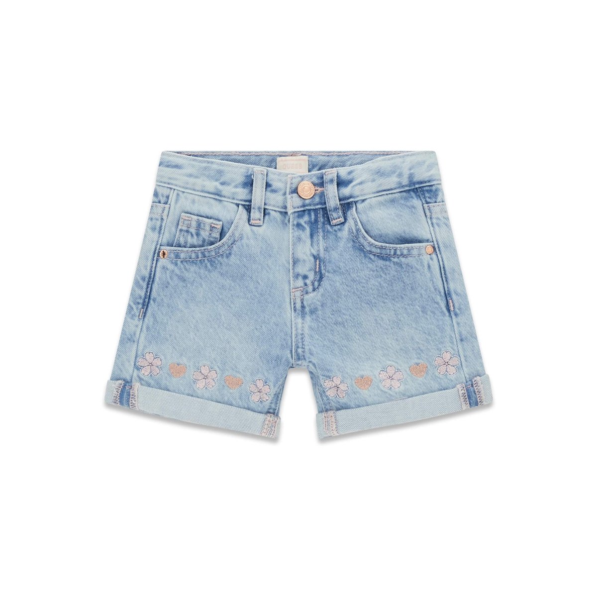 Shorts En Denim Brodés bleu clair, GUESS KIDS