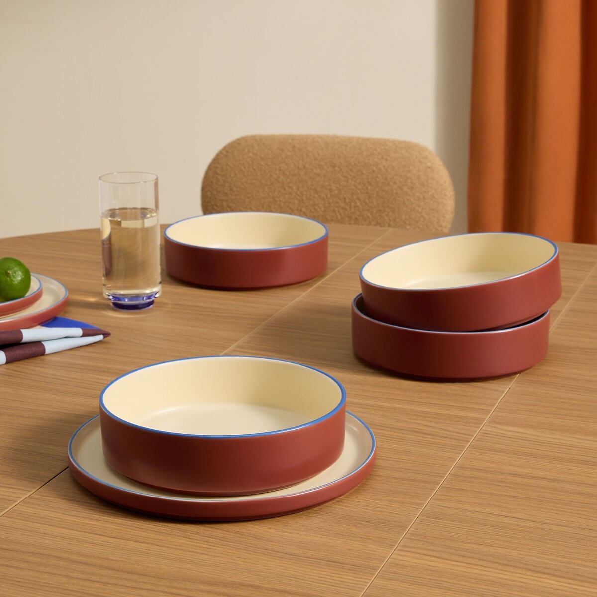 MADE.COM Set of 4 Allesio Pasta Bowls in Brown brown , MADE