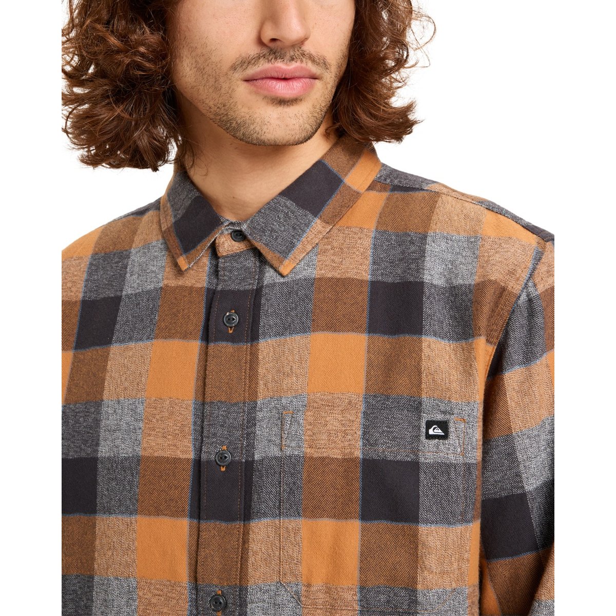 Chemise manches longues MOTHERFLY PLAID marron almond motherfly check, QUIKSILVER