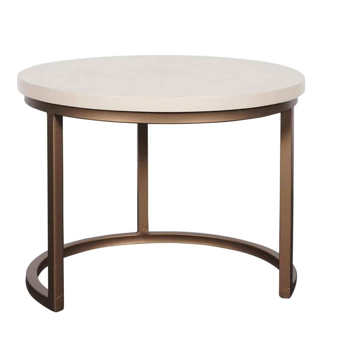 Table basse gigogne bois sable pied bronze (lot de 3) CORTINA beige, PIER IMPORT