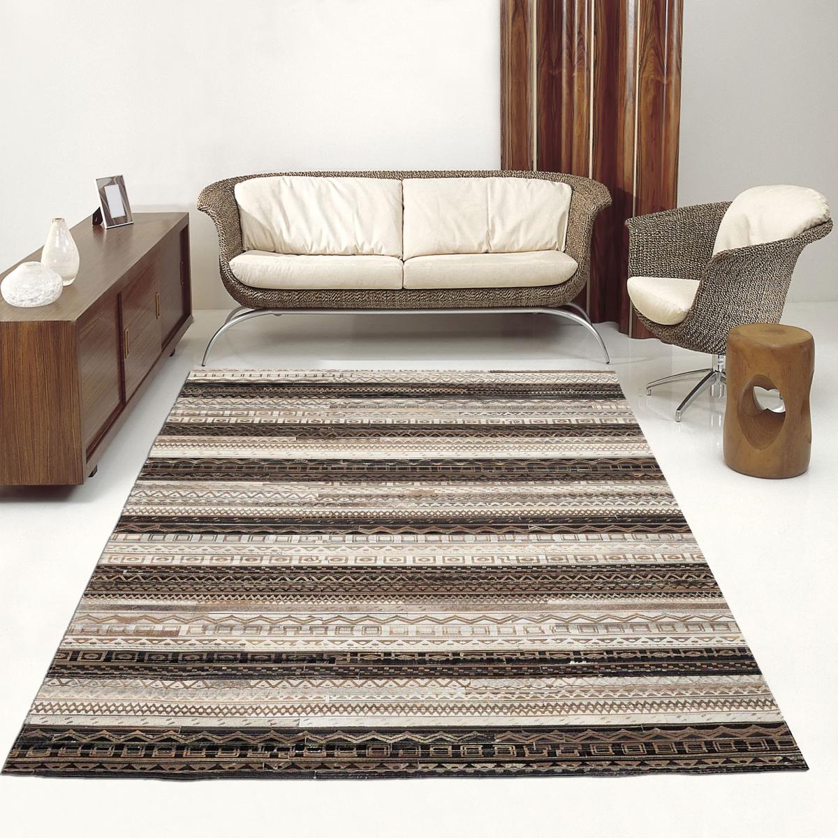Tapis peau de vache ZAIRA, kilim fait main beige, UN AMOUR DE TAPIS