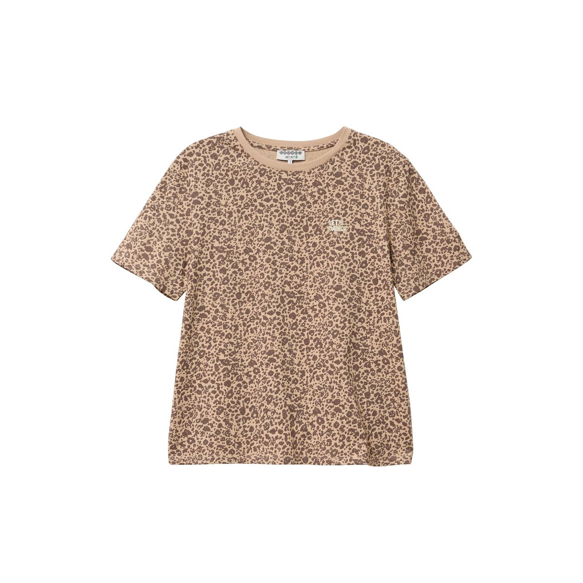 T-shirt droit col rond manches courtes sable, BONOBO