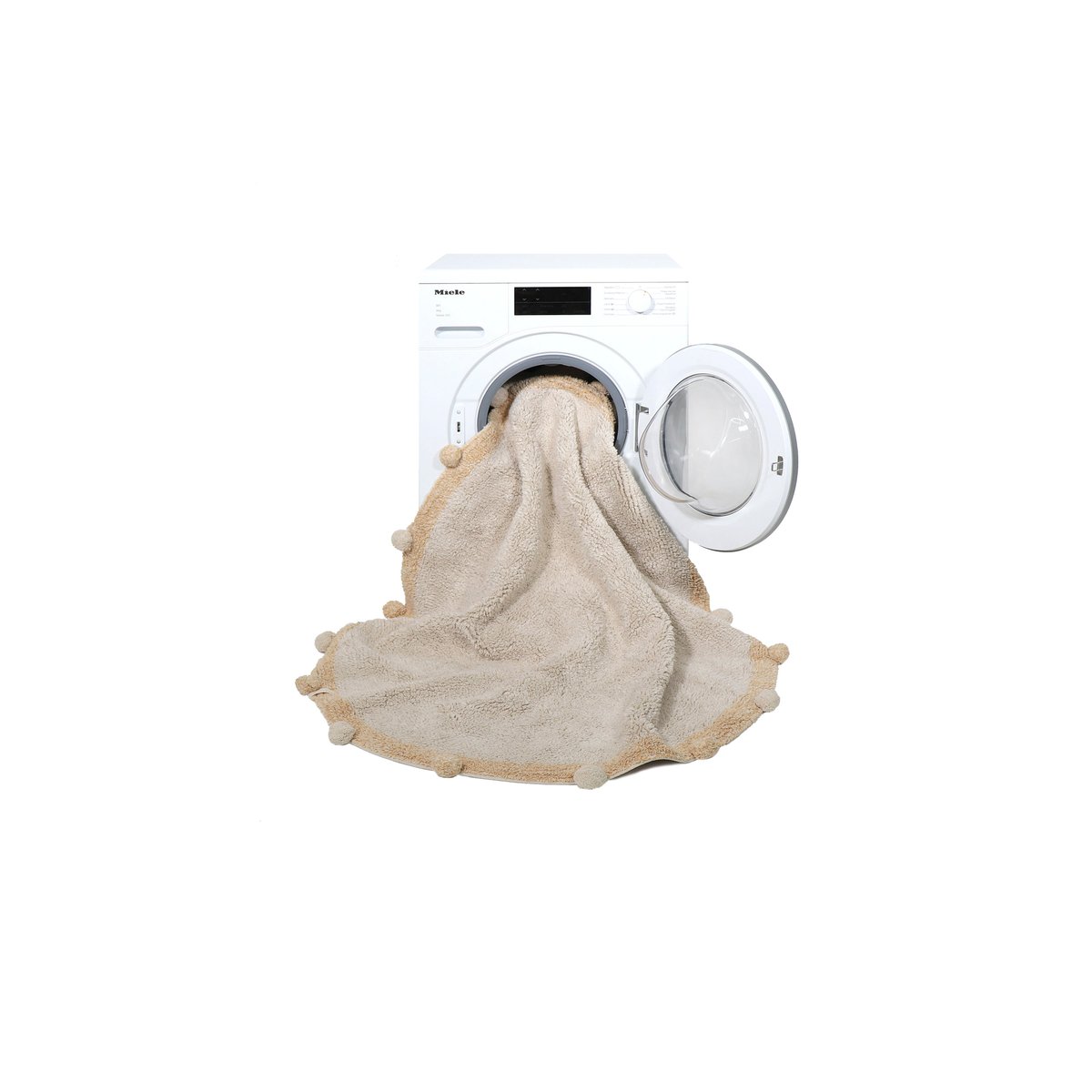 Tapis Rond en coton BUBBLY naturel, miel, LORENA CANALS