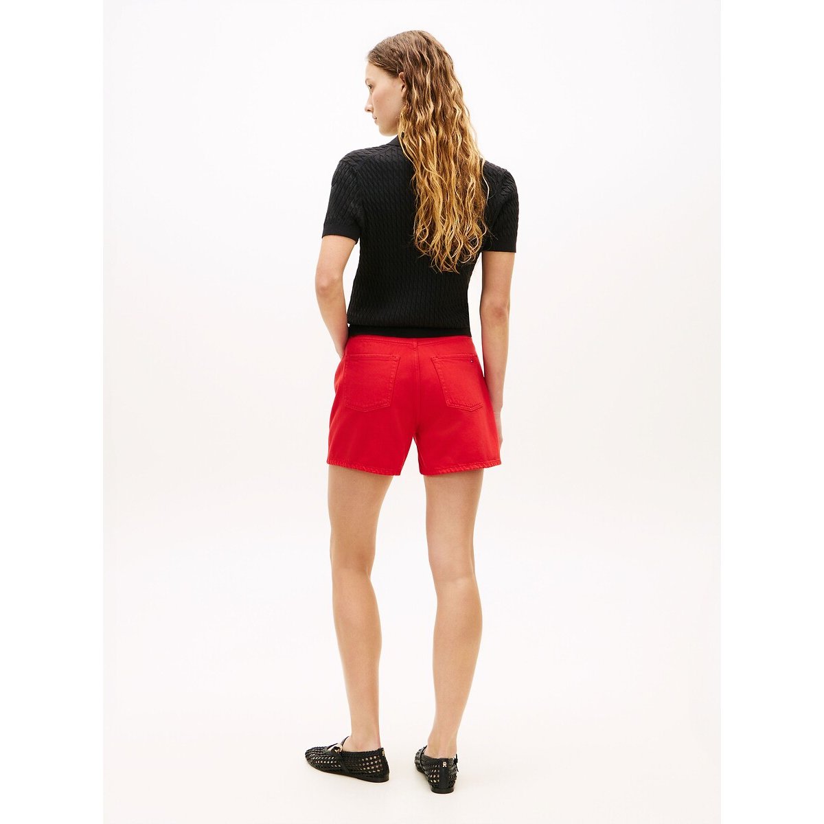 Short taille haute en coton rouge, TOMMY HILFIGER