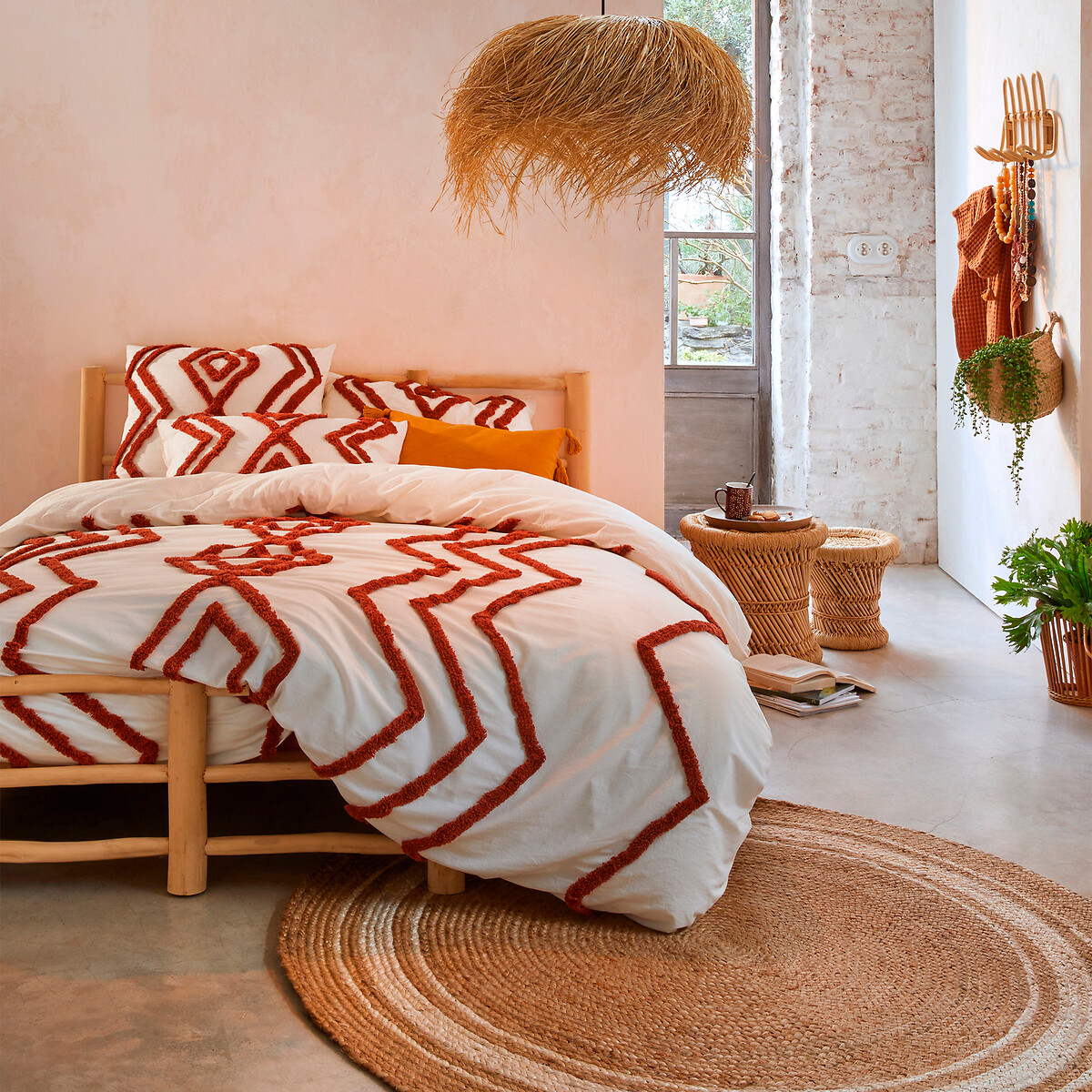 Rond tapijt in jute, Aftas naturel / wit , LA REDOUTE INTERIEURS