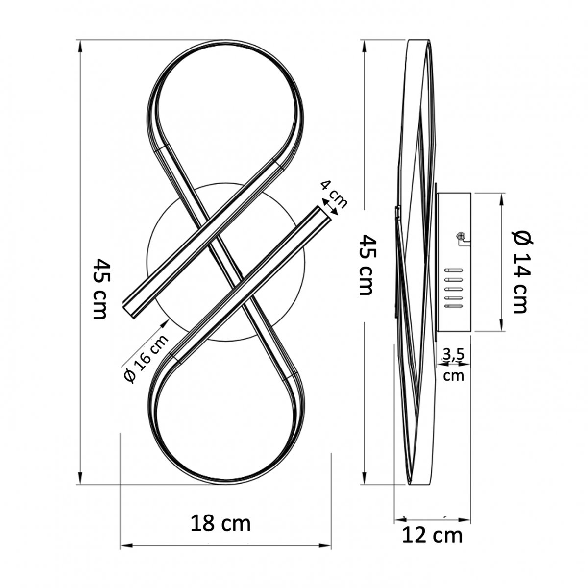 Plafonnier LED design ruban infini - ACHT argenté / chromé, KOSILUM