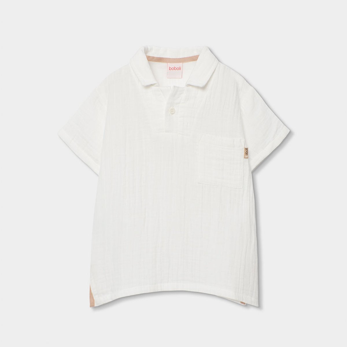 Polo en coton pour garçon blanc, BOBOLI