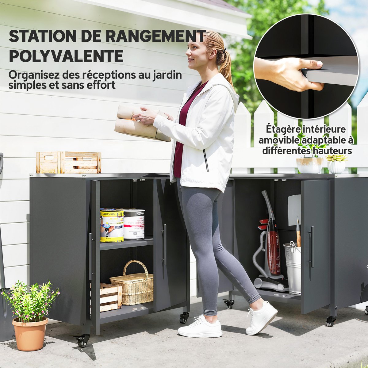 Armoire de rangement d'extérieur Métal Noir noir, OUTSUNNY