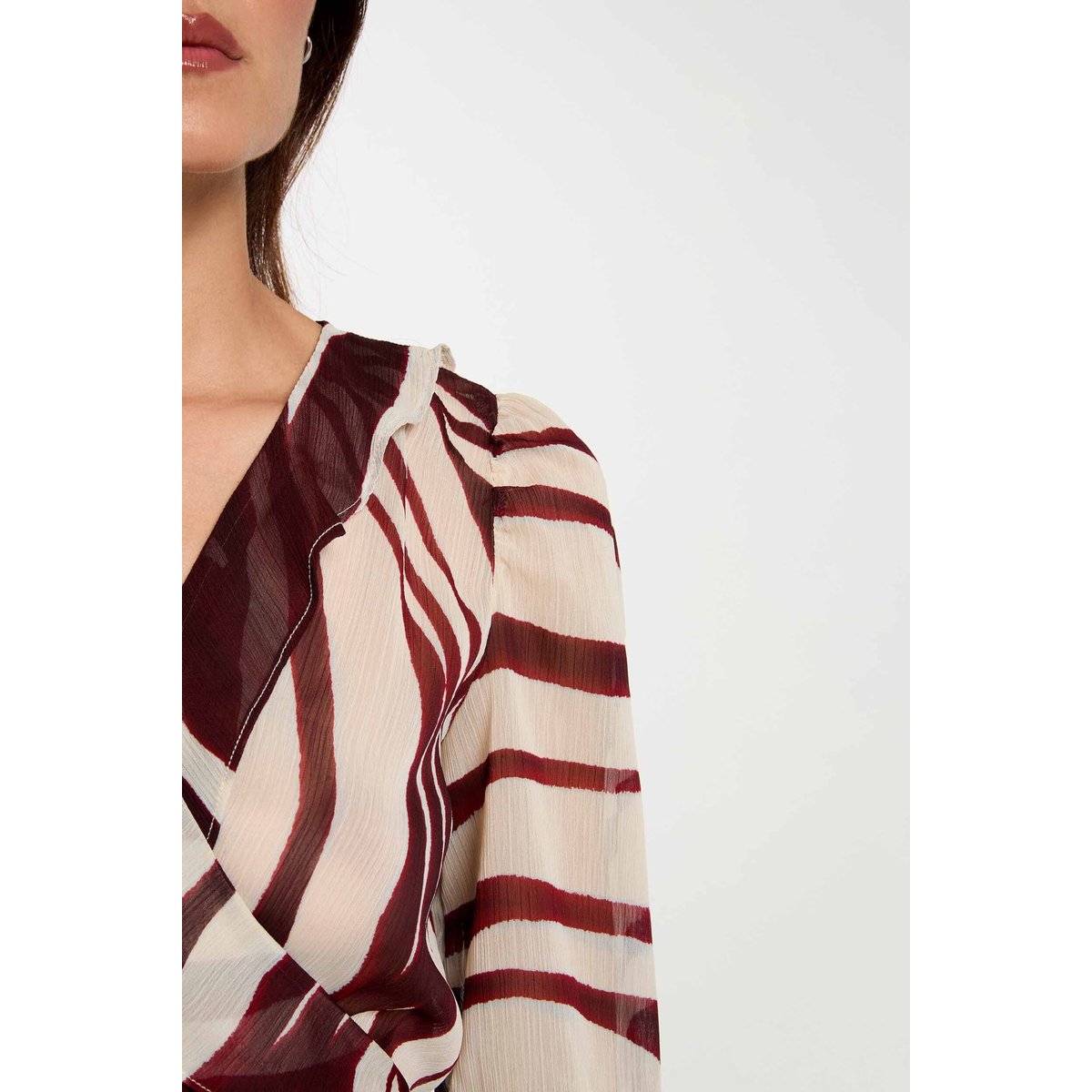 Robe courte col v multicolore, MORGAN