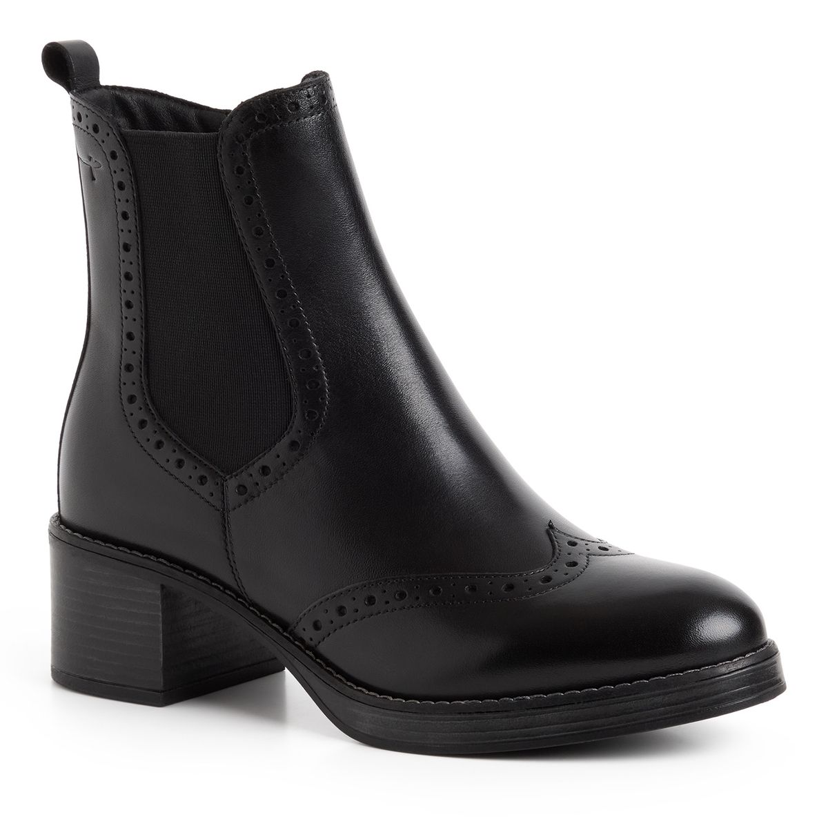 Bottine Chelsea en cuir noir cuir, TAMARIS