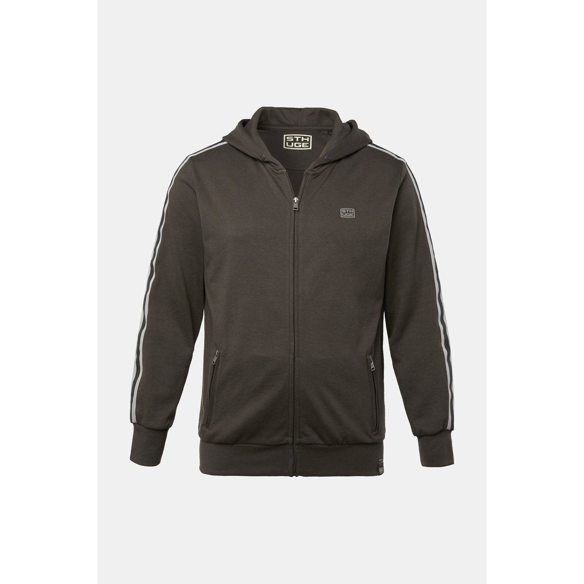 Veste à capuche en molleton gris argile, STHUGE