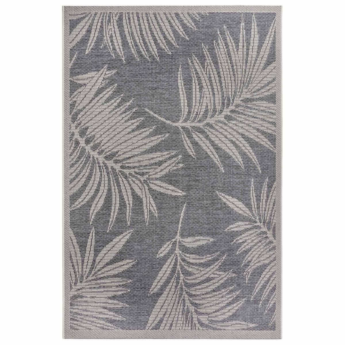Tapis exterieur kilim nature floral, originalité artisanale PARU gris, UN AMOUR DE TAPIS