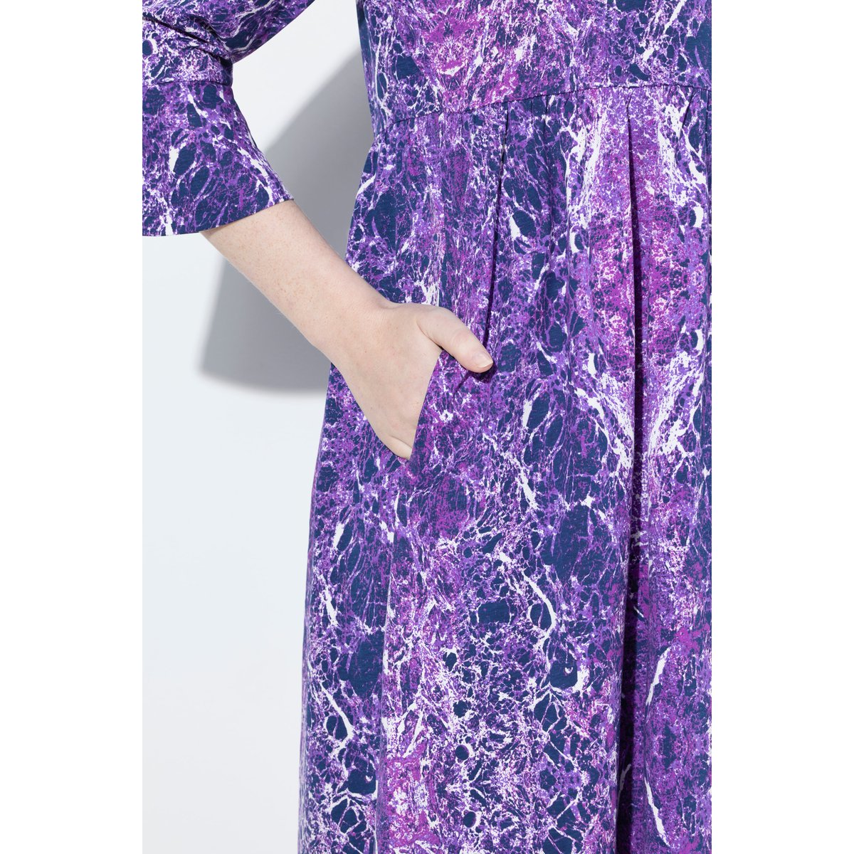 Robe midi imprimé marbre, coupe évasée violet, ULLA POPKEN
