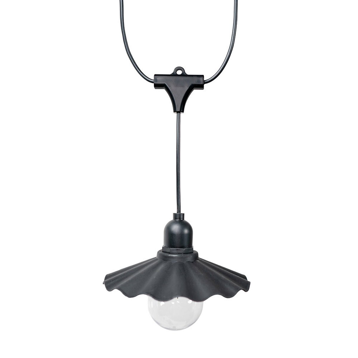 6 x Outdoor Pleated Scallop Garden String Lights - Battery Operated black, SO'HOME