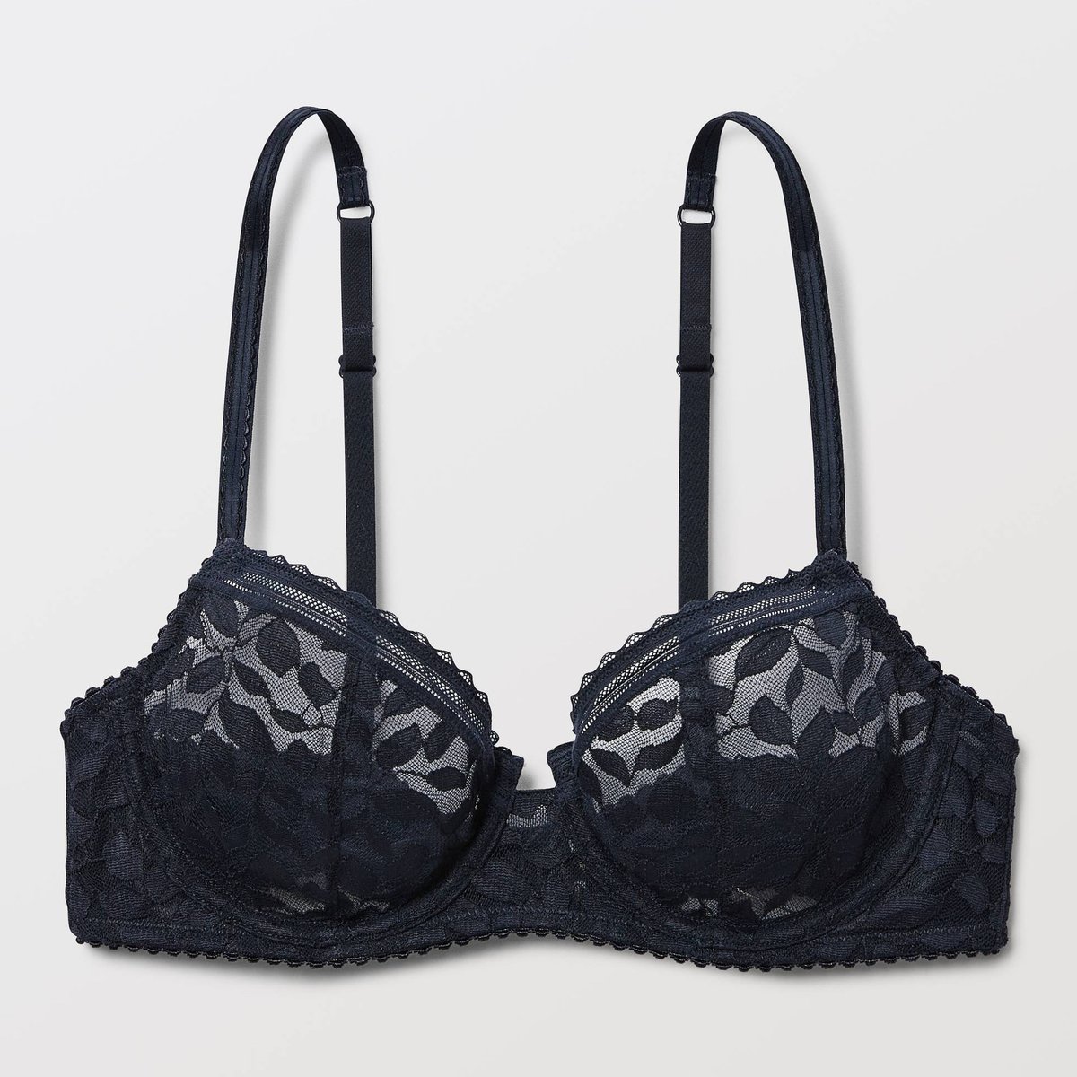 Soutien-gorge corbeille balconnet PAULETTE en dentelle marine, MONOPRIX
