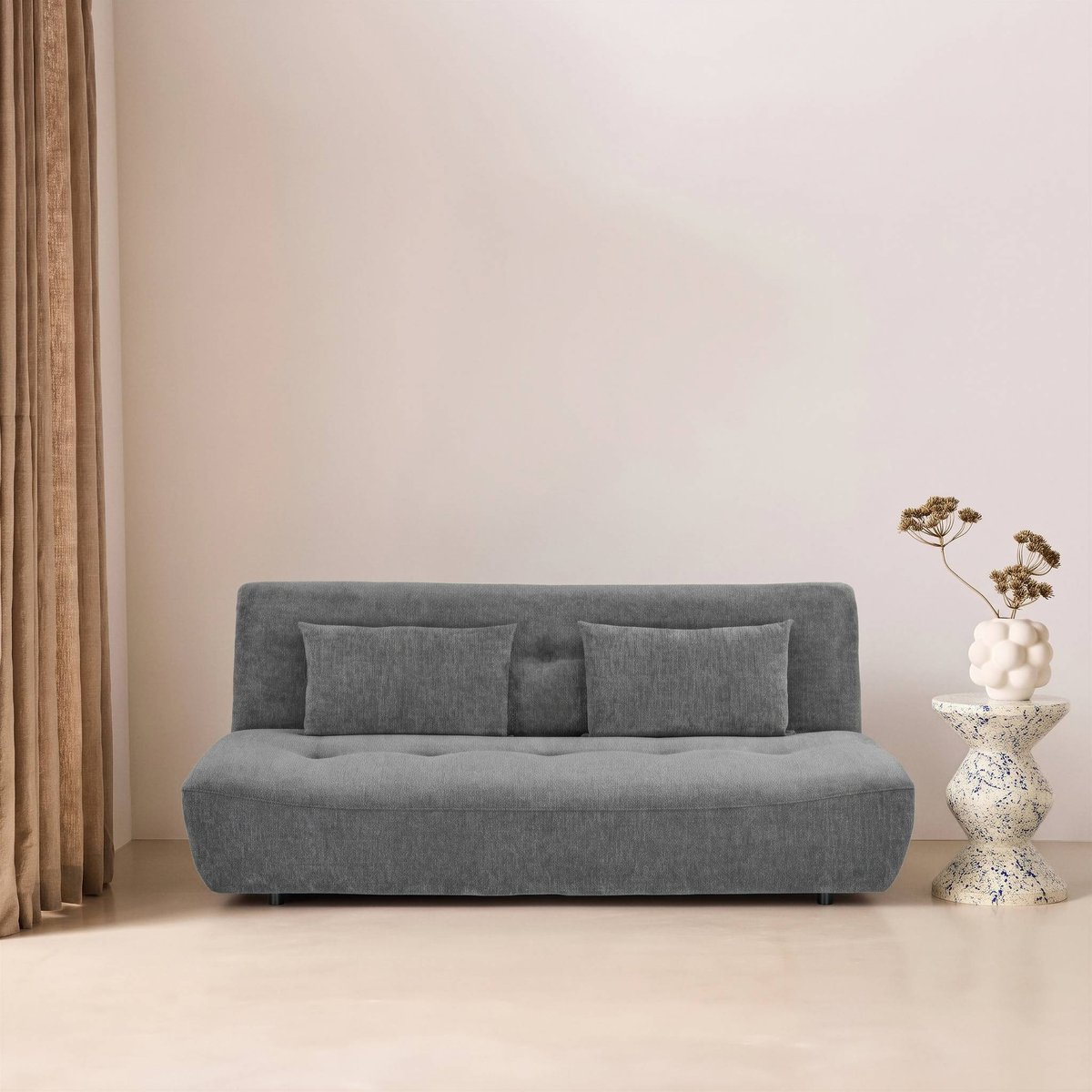 Banquette convertible tissu chenille 3 places KLIK gris, SWEEEK