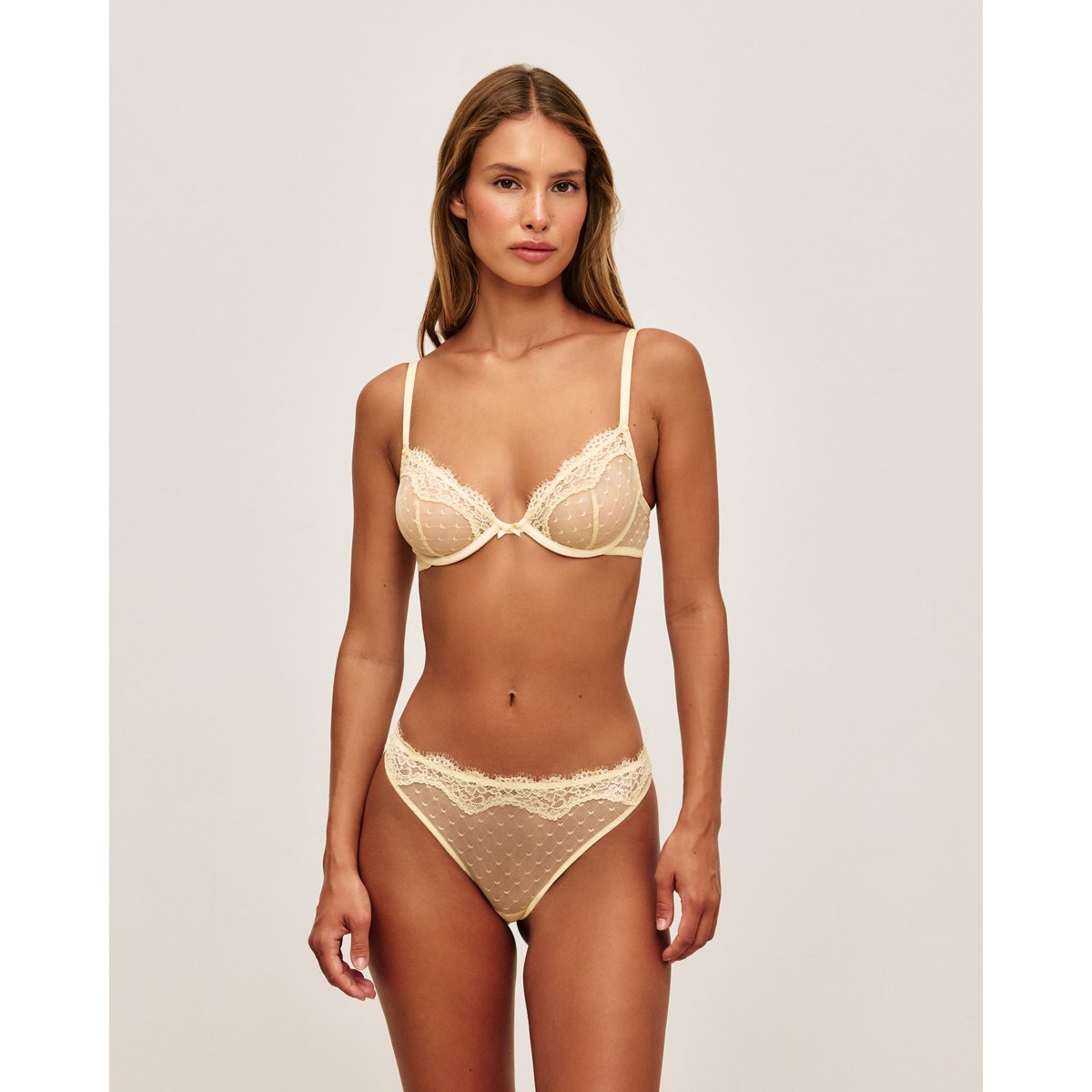 Soutien-gorge corbeille en mesh cœur LACEACADEMIZ jaune, UNDIZ