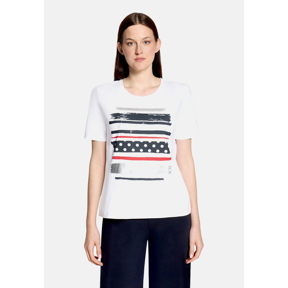 T-shirt basique à impression patch white/dark blue, BETTY BARCLAY
