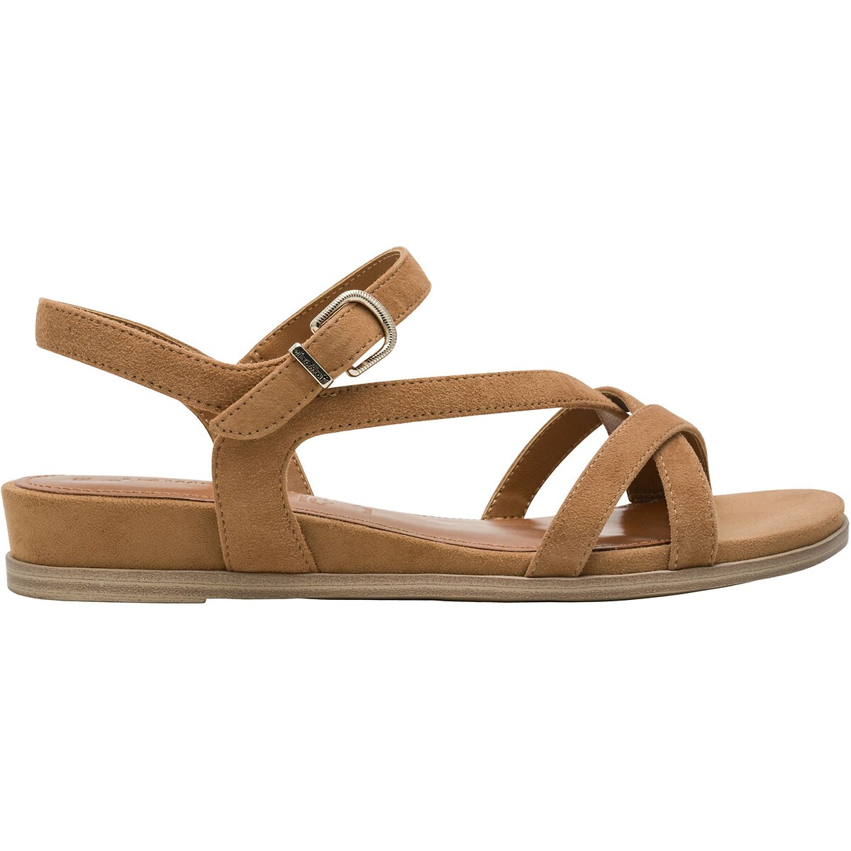 Sandales compensées en cuir tan, TAMARIS