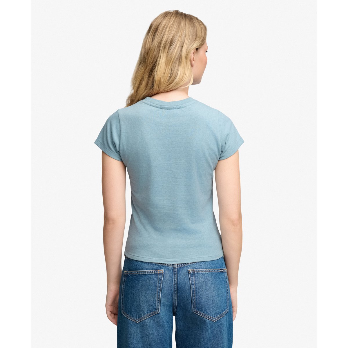 T-shirt Company Logo Sequin Coupe Ajustée bleu délavé chiné, SUPERDRY