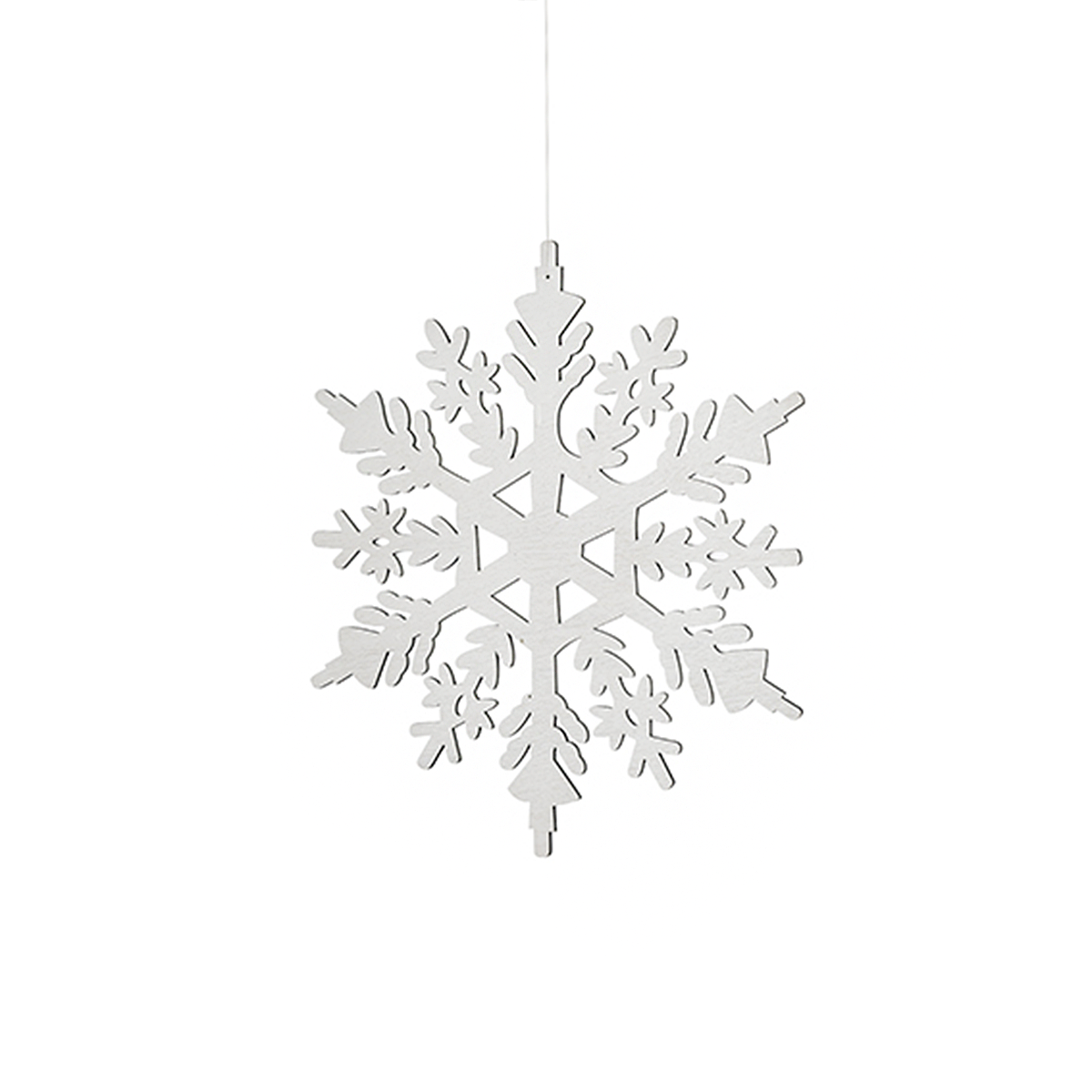 Suspension décorative de noël flocon en bois H39 NOËL blanc, SIA DECO